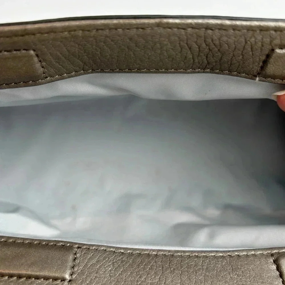 Cole Haan genuine leather clutch purse, pebbled gray, Makeup bag, Event, Formal - Picture 7 of 7